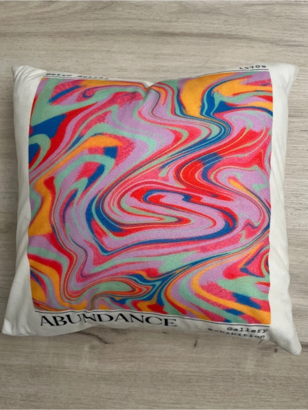 Retro design psychedelic pillow cover w/ West Elm feather pillow 18” x 18”
